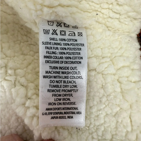 NWT Tommy Bahama Boy’s XS 4 Flannel Shacket Sherpa Lined Orange Blue Shirt NEW - Picture 7 of 7